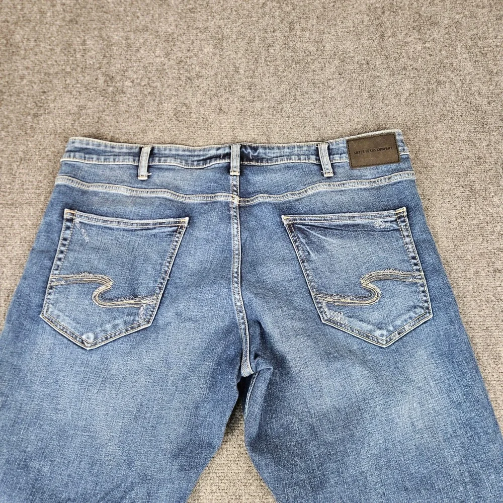 Silver Jeans Co Eddie Relaxed Fit Straight Leg Jeans Mens W42 L34 Blue Denim